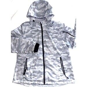Free Country Women’s Gray Silver Chip Camo Lightweight Jacket XL Hooded